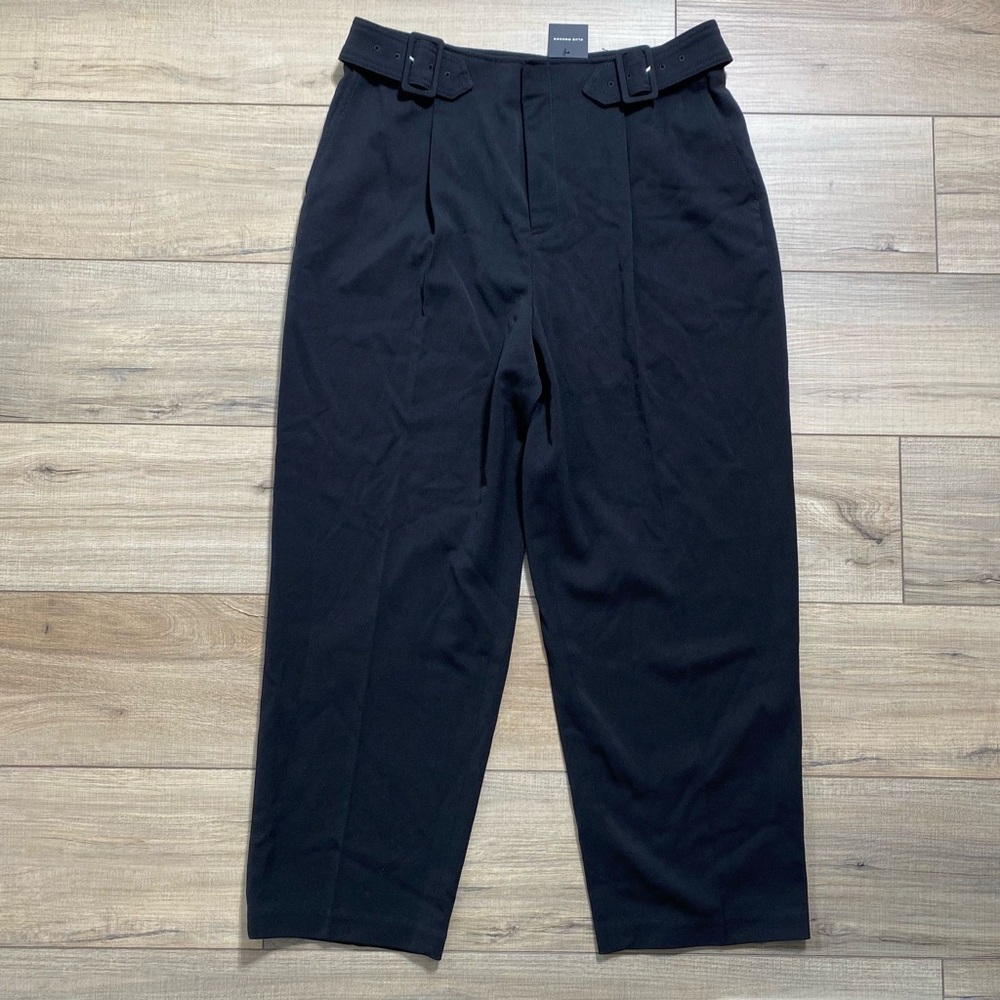 Club Monaco Women's Self Buckle Wool Blend Pants Size 12 Black